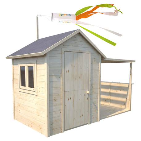Cabane en bois avec pergola ajourée eugenie Marron 3 - vertbaudet enfant 