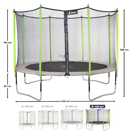 Trampoline jardin ø 430?cm + filet + échelle + bâche - jumpi 430 - taupe/vert Taupe 3 - vertbaudet enfant 