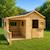 Cabane en bois traité avec préau et banc hacienda Marron 5 - vertbaudet enfant 