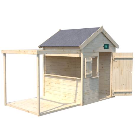 Cabane bois enfant avec pergola et comptoir epicerie Beige 3 - vertbaudet enfant 