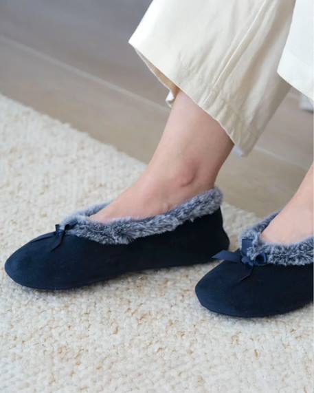 Chaussons ballerines semelle ultra-souple, confortables, semelle à mémoire de forme Léopard+Marine 8 - vertbaudet enfant 