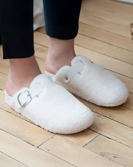 Chaussons mules sabot confort interieur imitation fourrure Ivoire 2 - vertbaudet enfant 