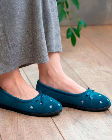 Chaussons ballerines souples, ultra confortables et légers, confort technologie everywear Bleu canardfleurs+Bleu marine+Grisirisé+Rayuresbleues+Sauge+Sauge noeud irisé 2 - vertbaudet enfant 