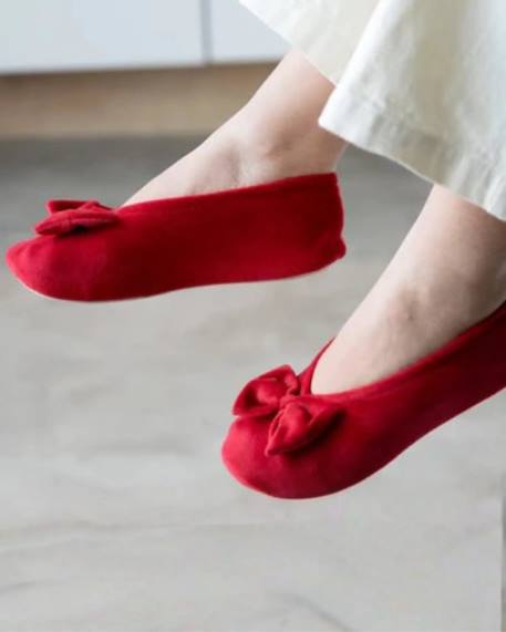 Chaussons ballerines ultra confortables, semelle en cuir, détail grand nœud Aubergine+Bleu canard+Bleu canardfleurs+Girafe+Gris chiné clair+Ivoire+Rayure marinière+Rayuresbleues+Rouge+Sauge+Vert d'eau 49 - vertbaudet enfant 