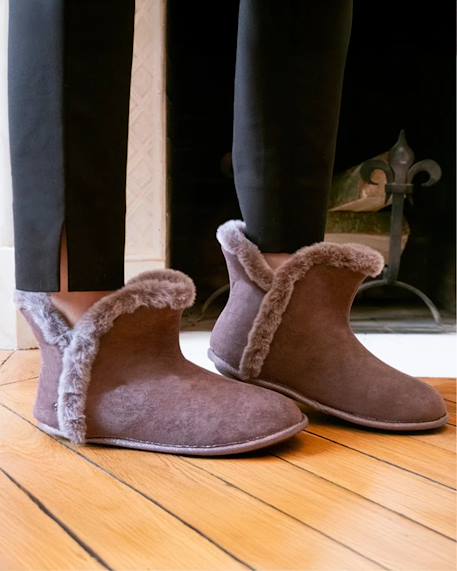 Chaussons bottillons ultra confortables et chauds, interieur et bordure en fausse fourrure Camel+Gris+Noir 8 - vertbaudet enfant 