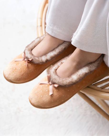 Chaussons ballerines semelle ergonomique confortables, semelle à mémoire de forme Camel+Noir+Rayures 2 - vertbaudet enfant 