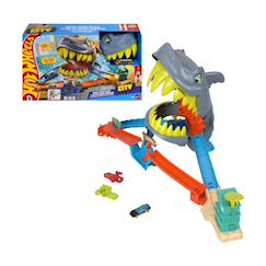 Jouet-Jeux d'imagination-Hot wheels circuit de course l'attaque du requin