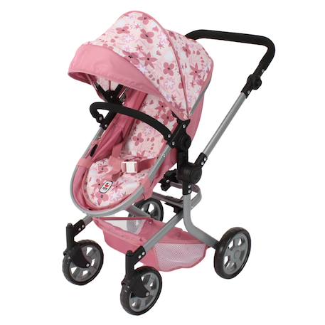 Poussette combiné mika fleurs pour poupée Rose 3 - vertbaudet enfant 