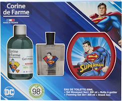 Puériculture-Coffret Superman enfant avec eau de toilette, gel douche 3 en 1 et boîte à goûter