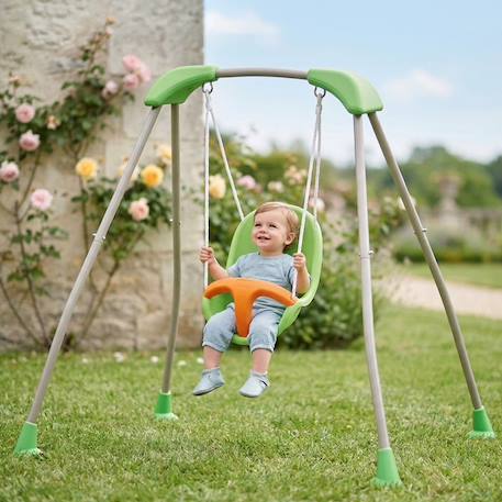 Portique balançoire bébé métal 1,2 m tatou Vert 1 - vertbaudet enfant 
