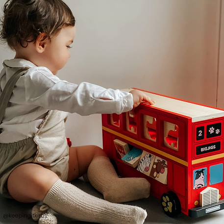 Jeu à emboiter autobus des animaux Rouge 4 - vertbaudet enfant 