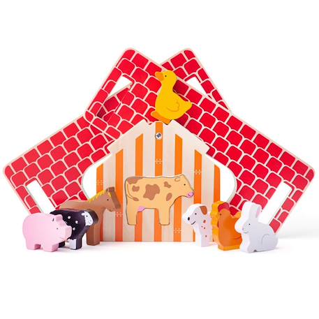 Jeu à emboiter la ferme aux animaux Rouge 5 - vertbaudet enfant 