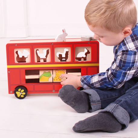 Jeu à emboiter autobus des animaux Rouge 3 - vertbaudet enfant 
