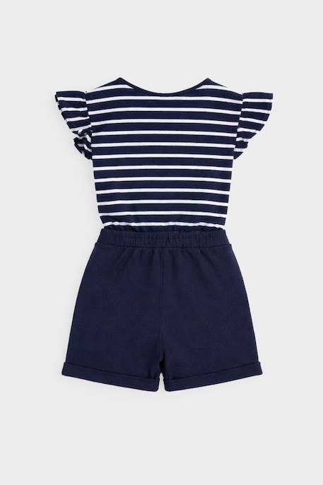 Combi-short fille - coton léger Marine deep / blanc 3 - vertbaudet enfant 