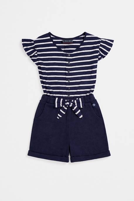 Combi-short fille - coton léger Marine deep / blanc 2 - vertbaudet enfant 