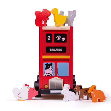 Jeu à emboiter autobus des animaux Rouge 2 - vertbaudet enfant 