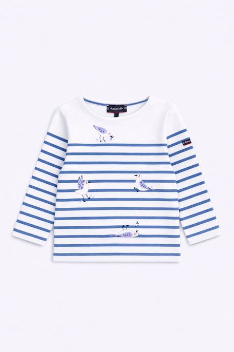 Marinière en coton épais enfant Blanc/dahlia+Blanc/federal blue 4 - vertbaudet enfant 