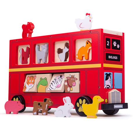Jeu à emboiter autobus des animaux Rouge 1 - vertbaudet enfant 