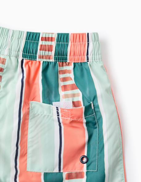 Short de bain à rayures et cordon de serrage Vert clair 4 - vertbaudet enfant 