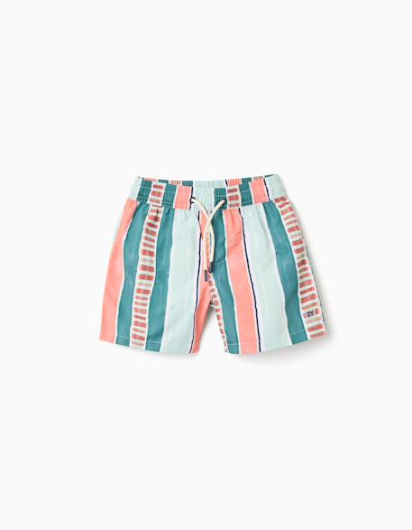 Short de bain à rayures et cordon de serrage Vert clair 2 - vertbaudet enfant 