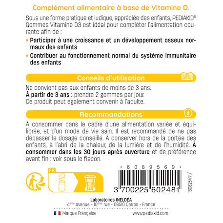 Gommes vitamine d3 60 oursons MULTICOLORE 3 - vertbaudet enfant 