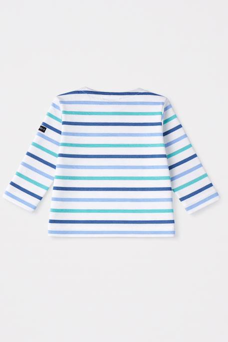 Marinière tricolore bébé - coton épais Blanc/ federal blue/ pool+Blanc/dahlia/peachnectar/popco 2 - vertbaudet enfant 