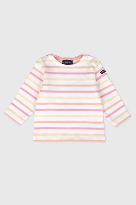 Marinière tricolore bébé - coton épais Blanc/ federal blue/ pool+Blanc/dahlia/peachnectar/popco 3 - vertbaudet enfant 
