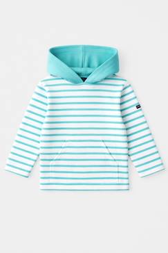 Garçon-T-shirt, polo, sous-pull-T-shirt-Marinière à capuche en coton épais enfant