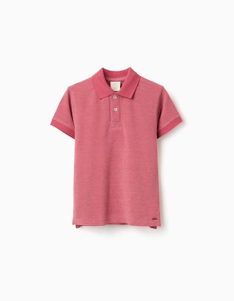 Garçon-Polo en piqué de coton avec pois en jacquard