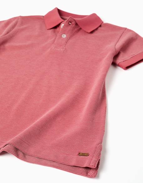 Polo en piqué de coton avec pois en jacquard Rose foncé 3 - vertbaudet enfant 