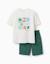Ensemble t-shirt et short en coton avec imprimé Blanc+Orange sombre 1 - vertbaudet enfant 