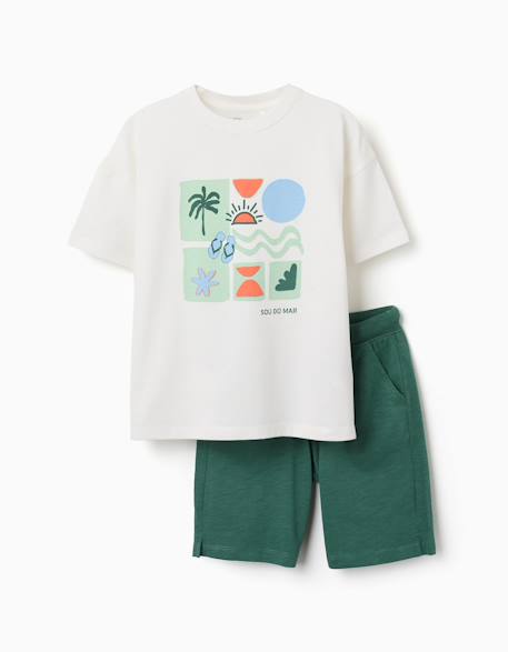 Garçon-Ensemble t-shirt et short en coton avec imprimé