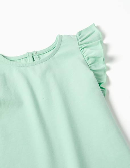 T-shirt avec manches à volants et col rond Beige clair+Corail clair+Jaune clair+Vert clair 12 - vertbaudet enfant 