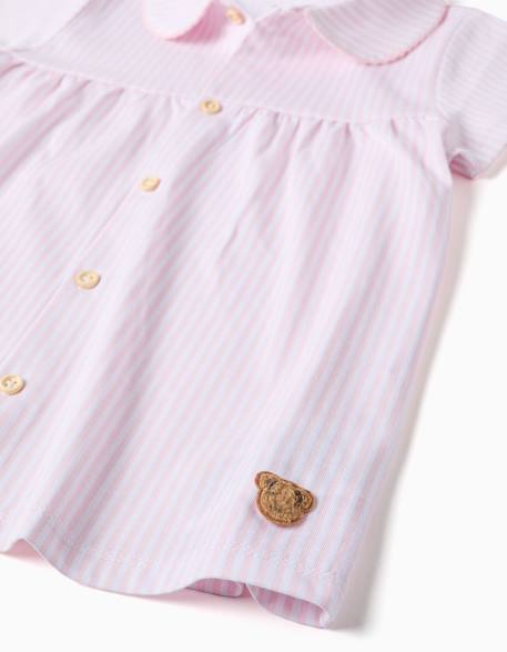 Pyjama à manches courtes en coton à rayures Rose clair 3 - vertbaudet enfant 