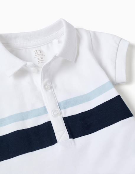 Body polo en coton à rayures Blanc 3 - vertbaudet enfant 
