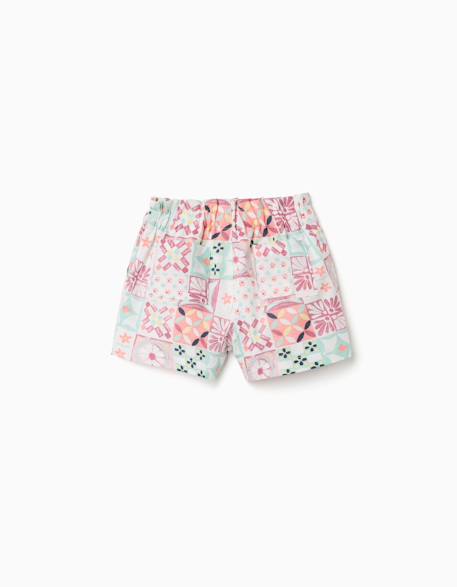 Short en coton avec motif mosaïque Blanc 2 - vertbaudet enfant 