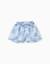 Short en jean à carreaux et ourlets à volants Bleu clair 1 - vertbaudet enfant 