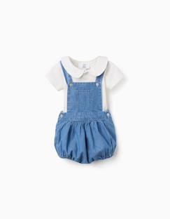 -Ensemble body en coton + barboteuse en jean