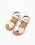 Sandales en cuir avec nœud décoratif Blanc+Rose clair 2 - vertbaudet enfant 