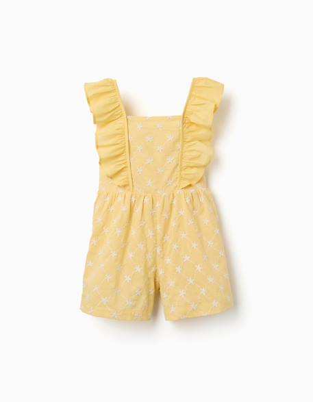 Combinaison courte en coton avec broderie et volants b&s Jaune clair 2 - vertbaudet enfant 