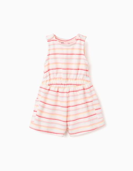 Combishort en coton à rayures et poches cargo Blanc 1 - vertbaudet enfant 