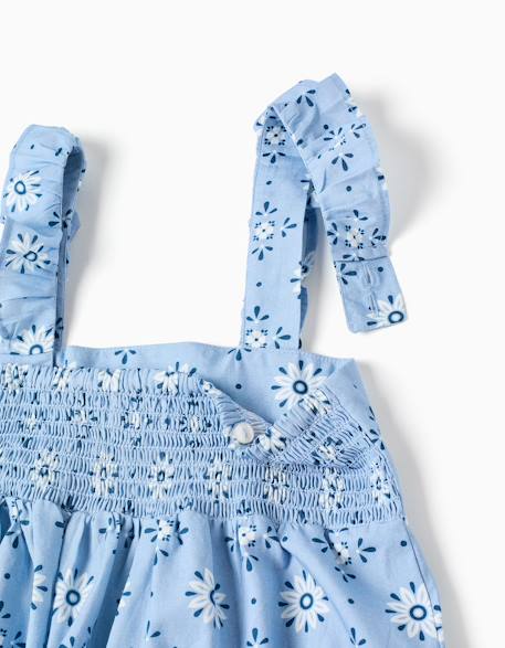 Robe sans manches en popeline avec motif floral Bleu clair 3 - vertbaudet enfant 