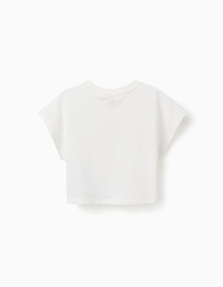 T-shirt court en coton Blanc+Vert clair 2 - vertbaudet enfant 