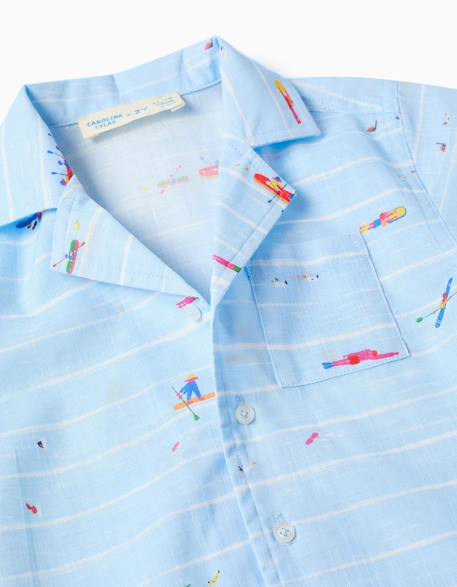 Chemise en coton avec imprimé carolina celas x zippy Bleu clair 3 - vertbaudet enfant 