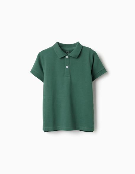 Polo en coton piqué à manches courtes Blanc+Bleu clair+Bleu foncé+Jaune clair+Orange sombre+Vert foncé 21 - vertbaudet enfant 