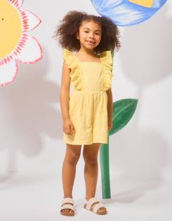 Combinaison courte en coton avec broderie et volants b&s  - vertbaudet enfant