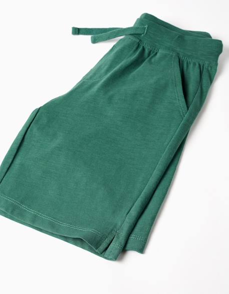 Ensemble t-shirt et short en coton avec imprimé Blanc+Orange sombre 4 - vertbaudet enfant 