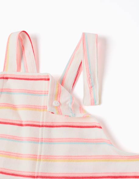 Combishort en coton à rayures avec poches avant Blanc 3 - vertbaudet enfant 