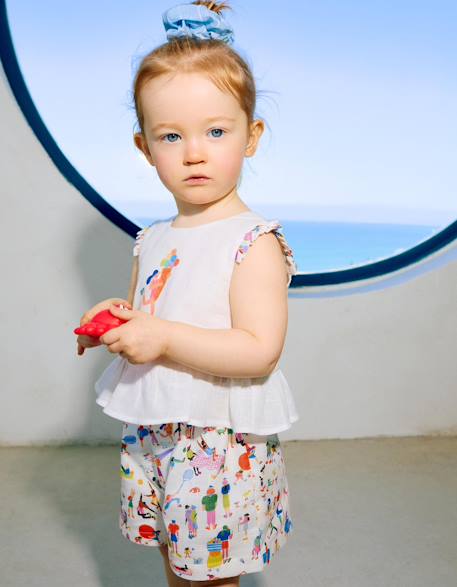Blouse sans manches et short avec imprimé carolina celas x zippy Blanc 1 - vertbaudet enfant 