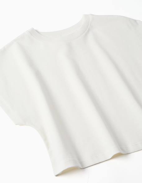 T-shirt court en coton Blanc+Vert clair 3 - vertbaudet enfant 